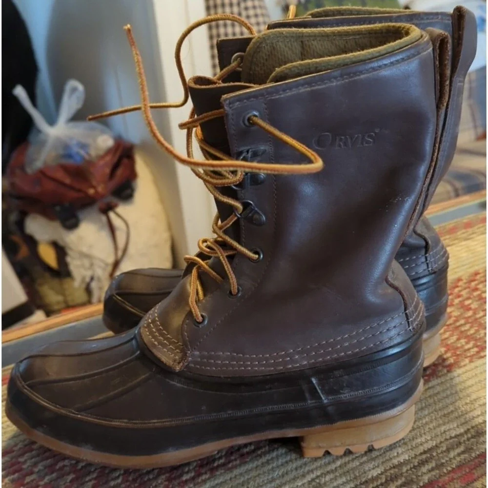 Orvis Mens Size 8 Leather Rubber‎ Winter duck /Snow /Rain Boots With Liner